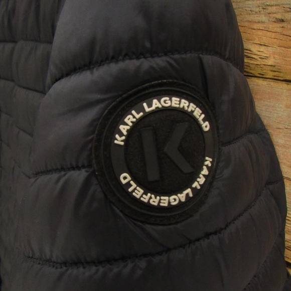 Karl Lagerfeld Black Hooded Puffer Jacket Men's XXL - Picture 6 of 16